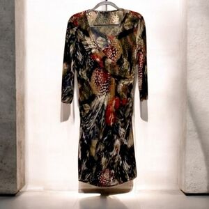 Milano long sleeve colorful dress size XL ruched sides to flatter mid se…